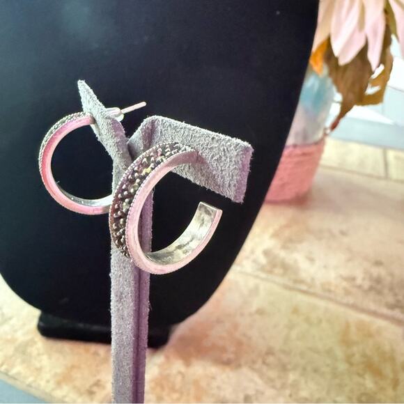 Judith Jack 925 Sterling Silver Hoop Earrings - Picture 10 of 13